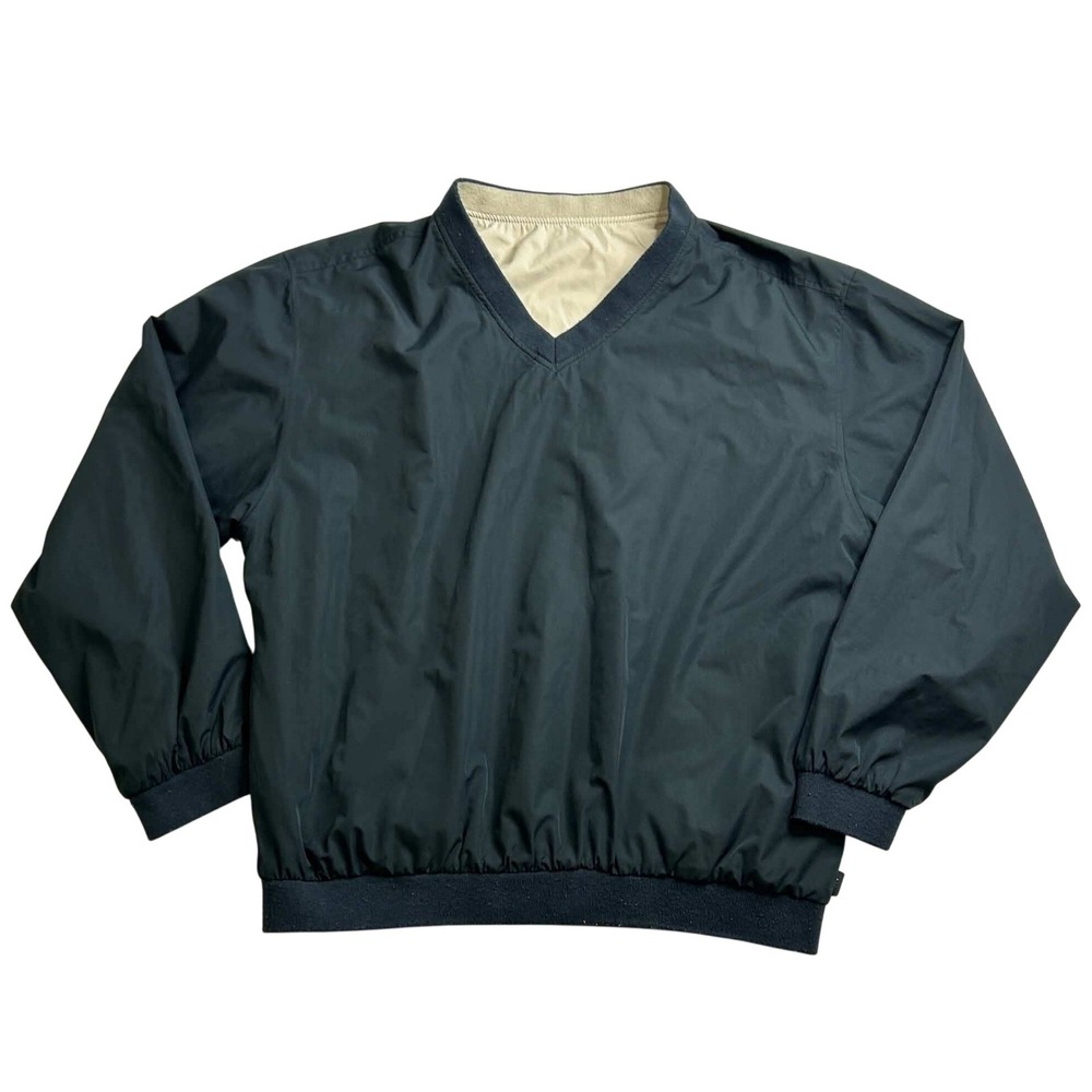 Wedge Golf & Beyond Reversible Windshirt Mens Medium Black Tan V-Neck Pullover